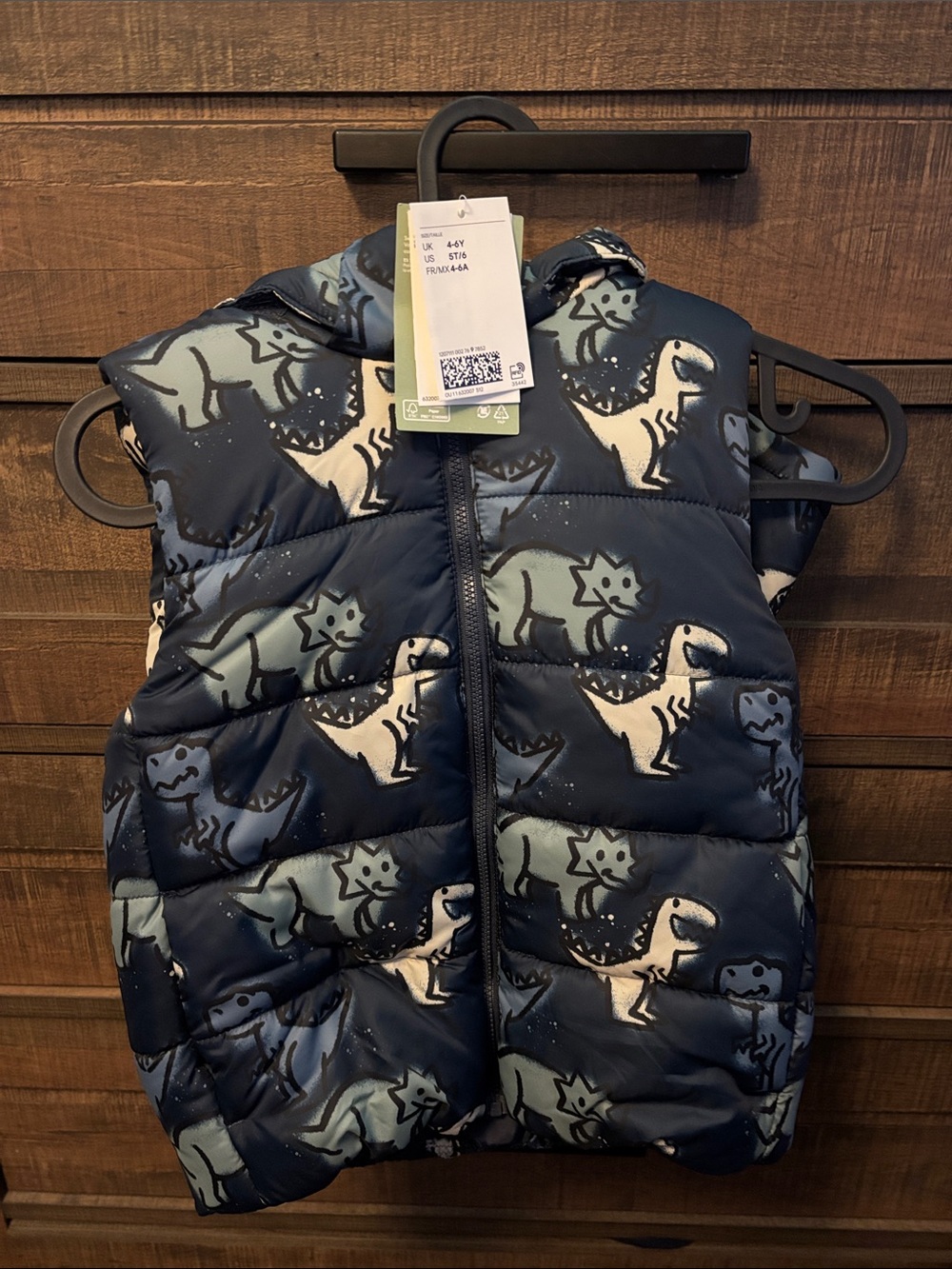 H&M Navy Blue Dinosaur Puffer Vest for Kids